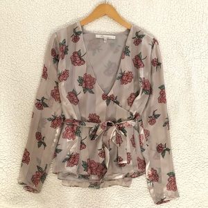 Lovers + Friends Northwest wrap top rose stripe